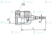 Фитинг к точке контроля M16x2 Ду=3мм (0°) Ch=19мм