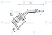 Фитинг к точке контроля M16x2 Ду=4мм (45°) Ch=19мм