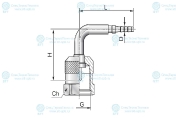 Фитинг к точке контроля M16x1.5 Ду=3мм (90°) Ch=19мм