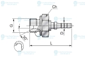 Фитинг BSP G 1/4" Ду=2мм (0°)
